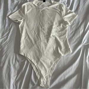 Bodysuit White Short Sleeve Full Bottom Snap Closure NWOT Womens XLarge